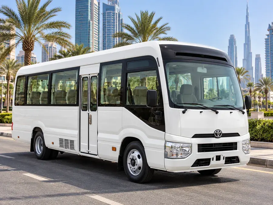 Toyota Coaster vehicle type shown as illustrative fleet option
