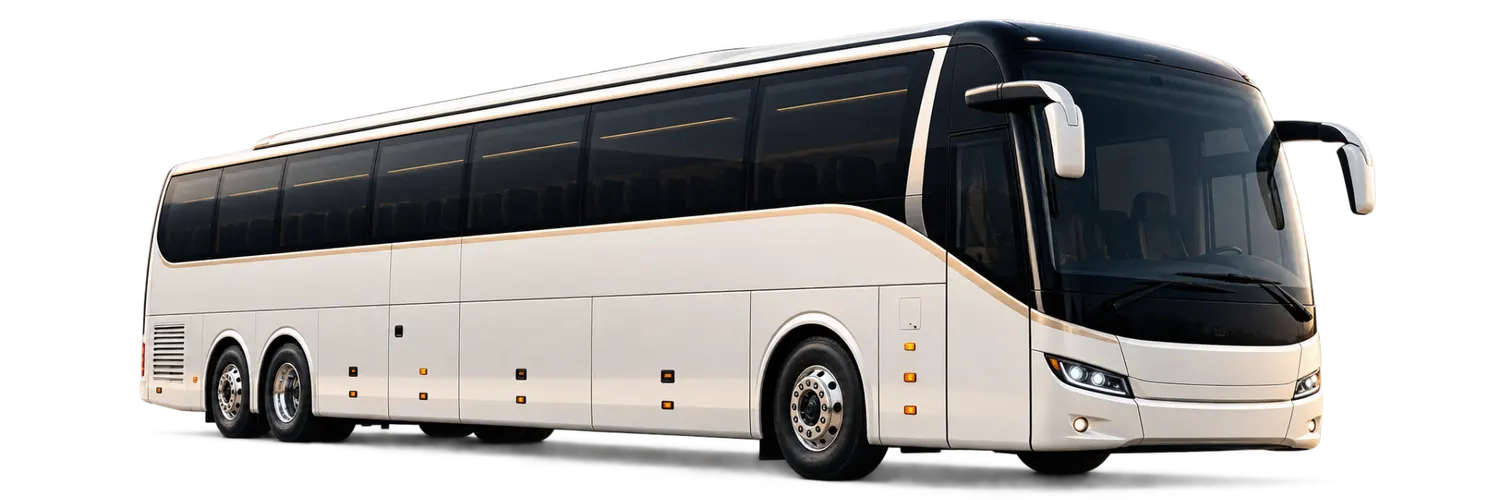 White passenger coach for private group and business bus rental services in Dubai