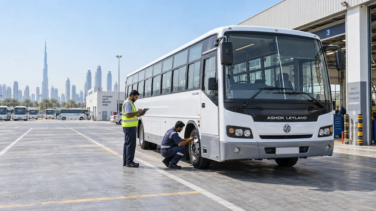Construction Site Staff Transport Dubai — private passenger bus and van transport in Dubai and the UAE