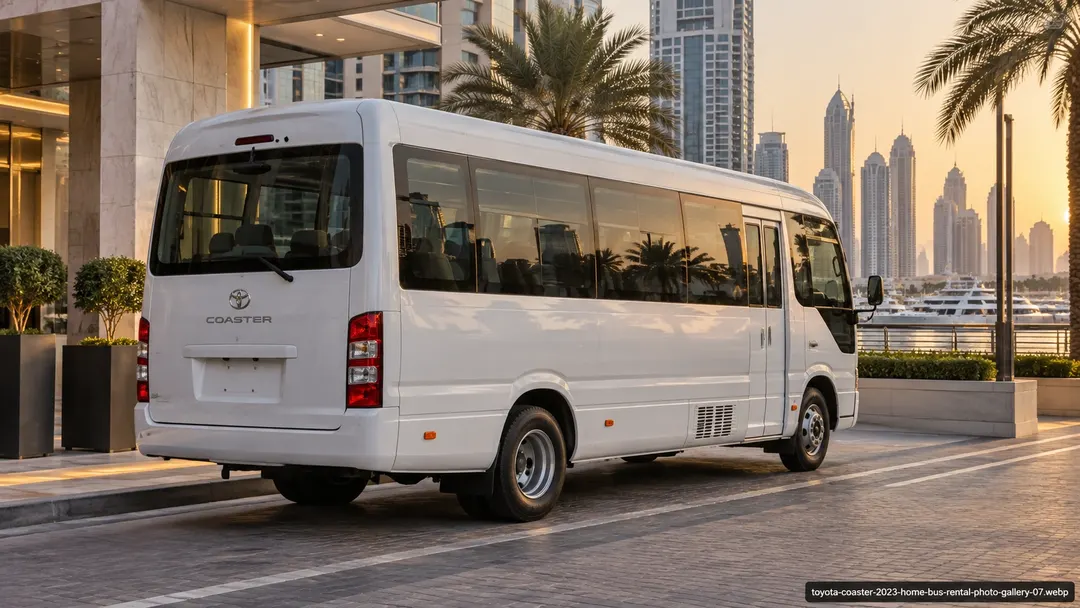 Toyota Coaster group transport bus example for a private Hatta road trip