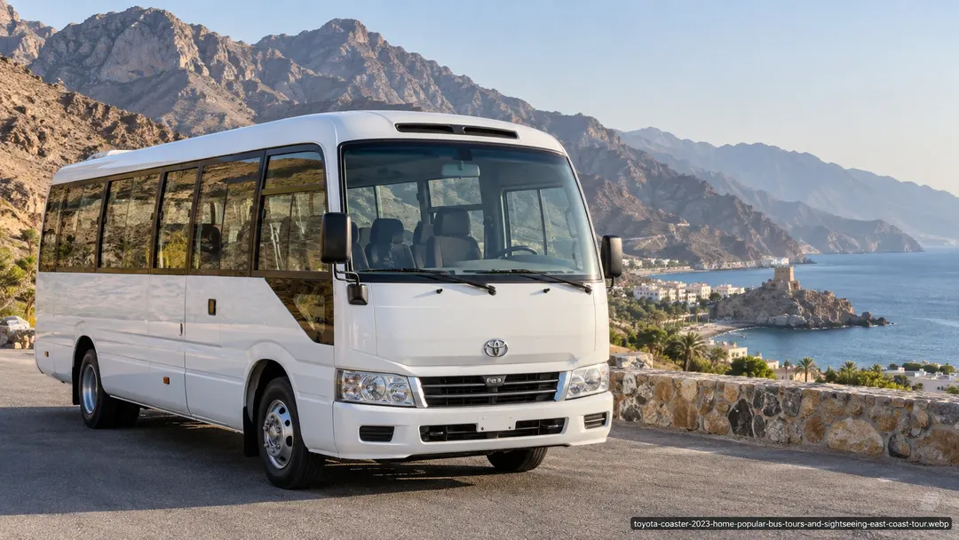 Private group transport bus photographed for an East Coast and Fujairah sightseeing journey